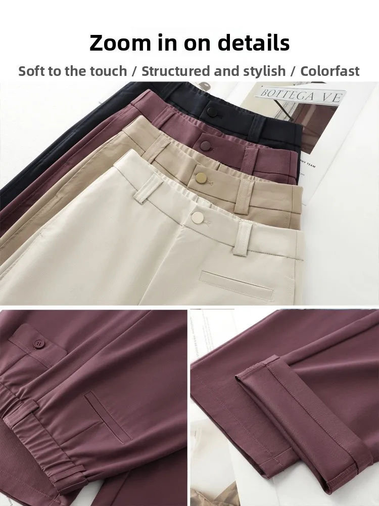 Pantalones de traje drapeados de cintura alta adelgazantes, cómodos pantalones de pierna ancha sueltos para mujer, pantalones hasta el suelo para ir al trabajo Sle otoño 2025