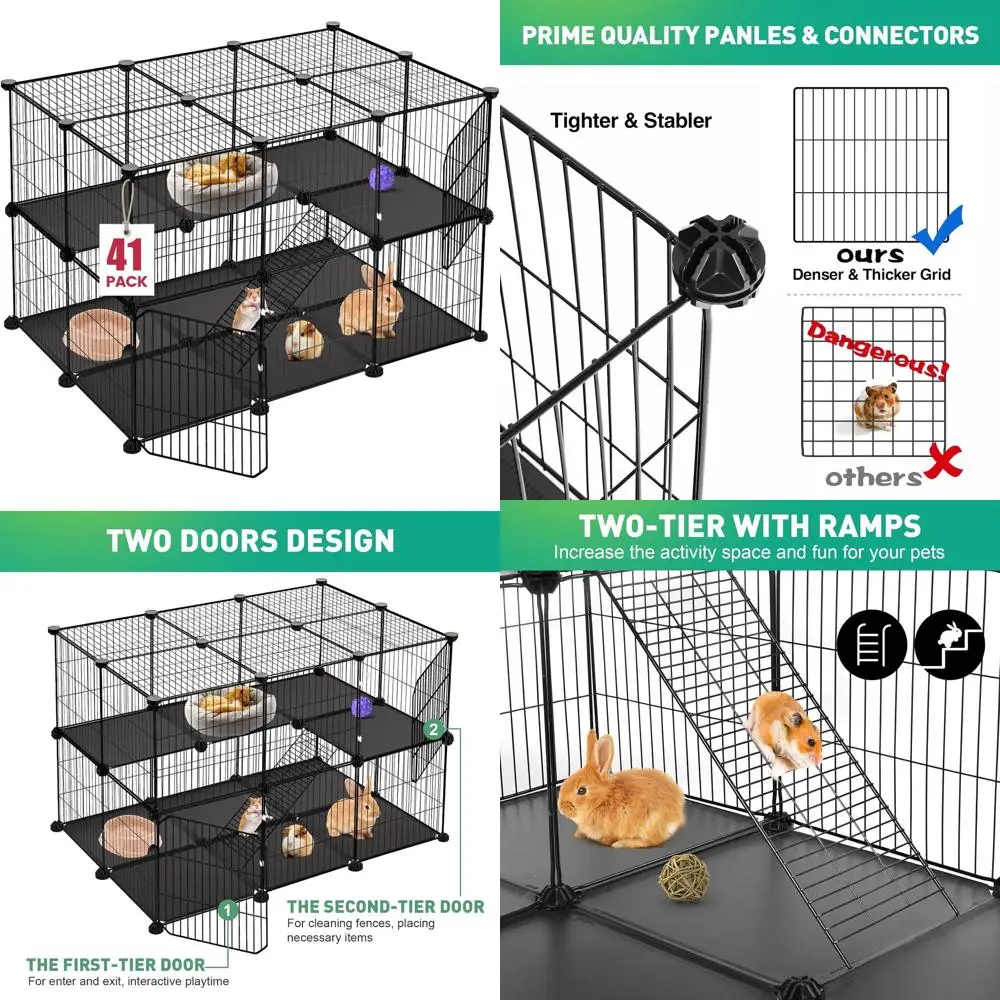 

Two-Story Small Animal Playpen, 35.4 x 23.6 x 23.6, with 2 Doors, Suitable for Guinea Pigs, Rabbits, Hedgehogs, Puppies, Indoor/