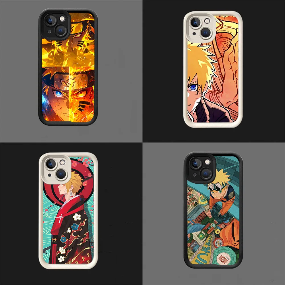 WBA-28  Anime N-Naruto Black Stepped TPU Case For Samsung A21S 24 25 33 34 35 51 53 55 73 S23 24 Plus Ultra