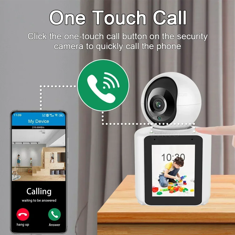 Intelligent Monitoring with Display 2.4" Two-way Video Call Wifi HD Automatic Tracking Waterproof Baby Safety IP Camera 1080P