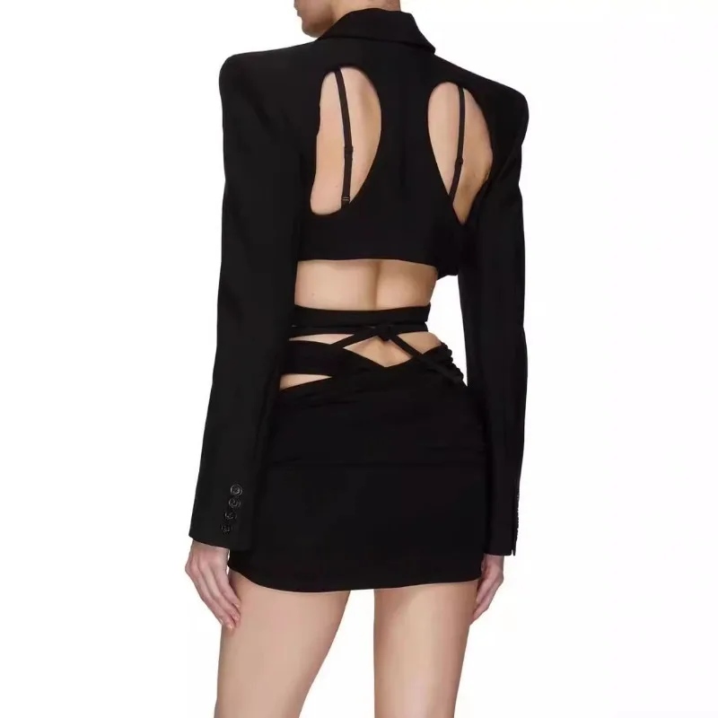 Y2k Women Spring Autumn Outerwear Tops Suits Skeleton Corset Modern Loose Long Sleeve Niche Vintage Designer Comfortable Trends