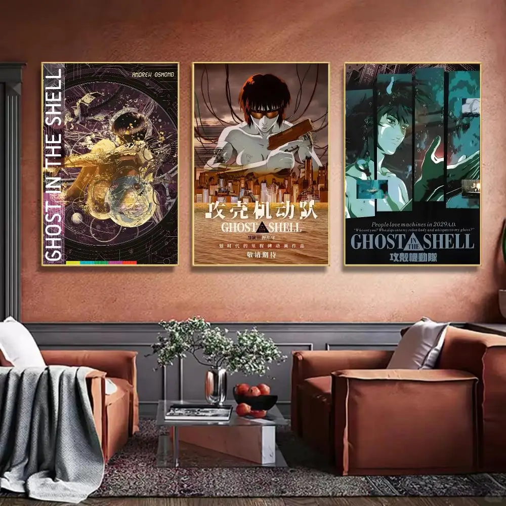Ghost In The Shell Clasic Anime Poster HD Self‑Adhesive Art Print Home Wall Ornament for Clubs Cafe and Living Room Decoration