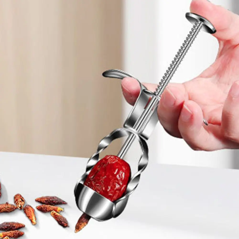 Stainless Steel Cherry Pitter Rust-proof Press Design Dates Jujube Pitter Durable Olives Pit Remover Dessert