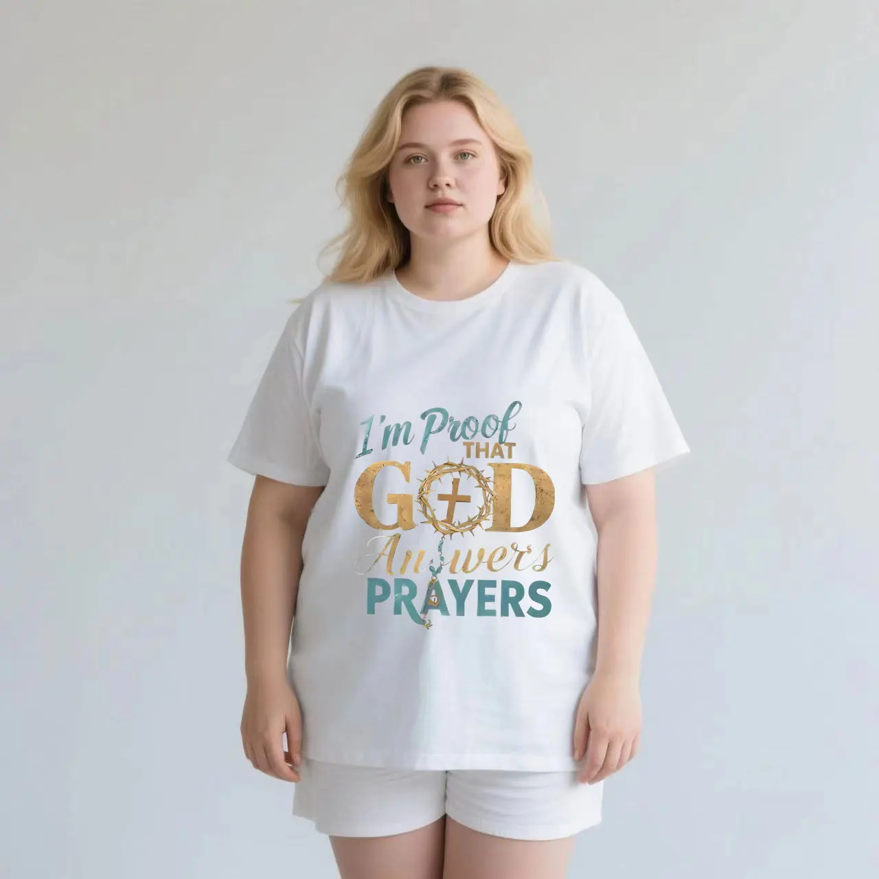 

Simple letter printing plus size Ladies' casual short sleeved T-shirt white
