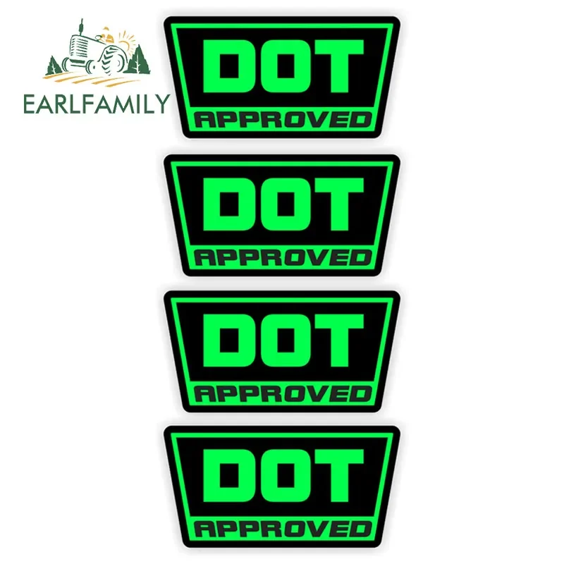 EARLFAMILY 4Pcs DOT Approved Reflective Stickers 3D Decals for Motorcycle Dirt Bike Helmet Car Styling