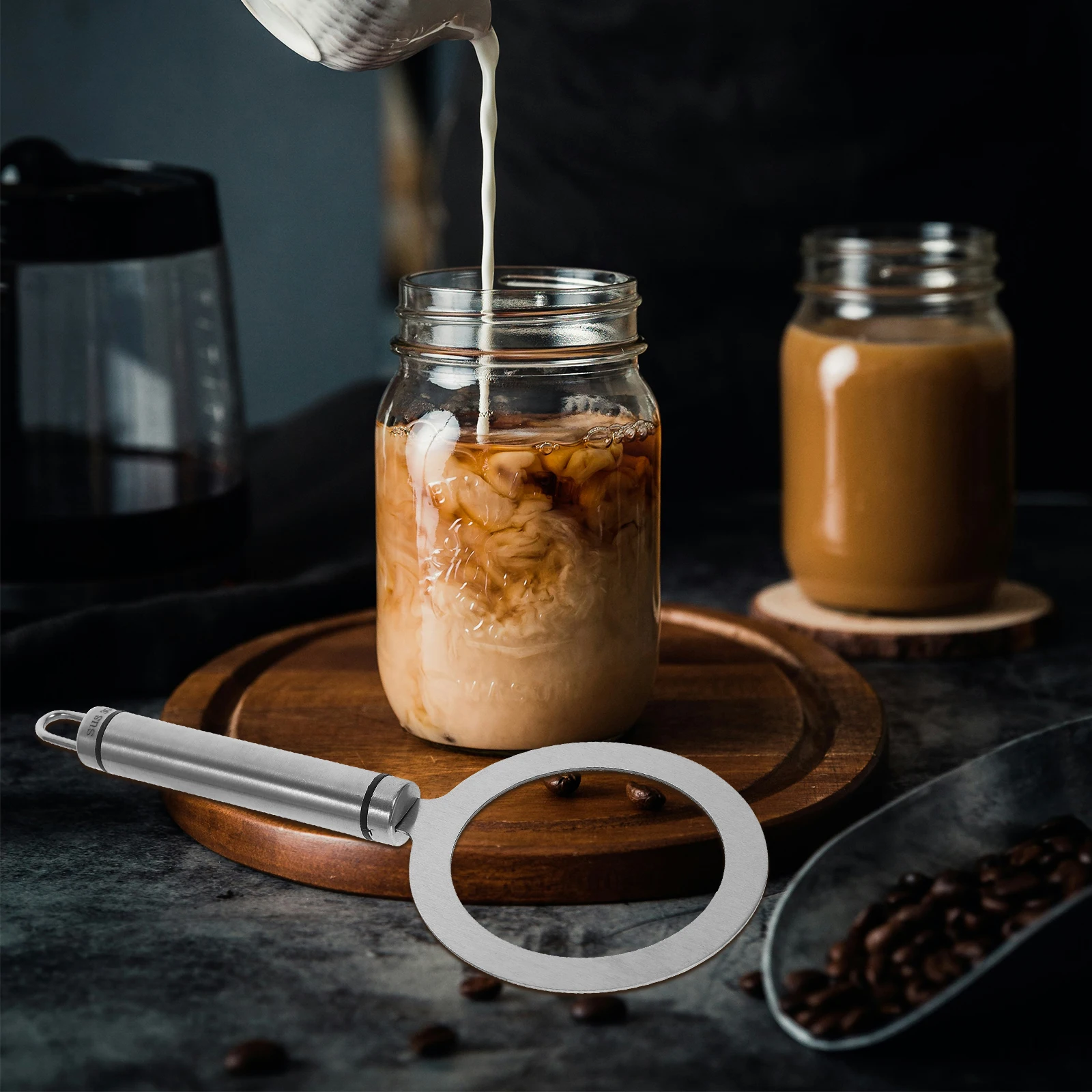 

Stainless Steel Milk Tea Rim 98mm H held Cup Ring Cover Espresso Gasket Baking Tool Easy Clean Lightweight Anti Scald