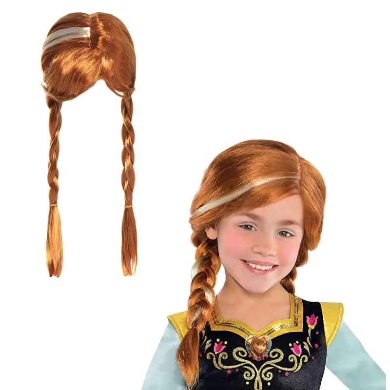 New Baby Girls Elsa Wig Dress Up Braid Mermaid Fancy Anna Makeup Headwear Kids Halloween Party Cosplay Princess Hair Decoration