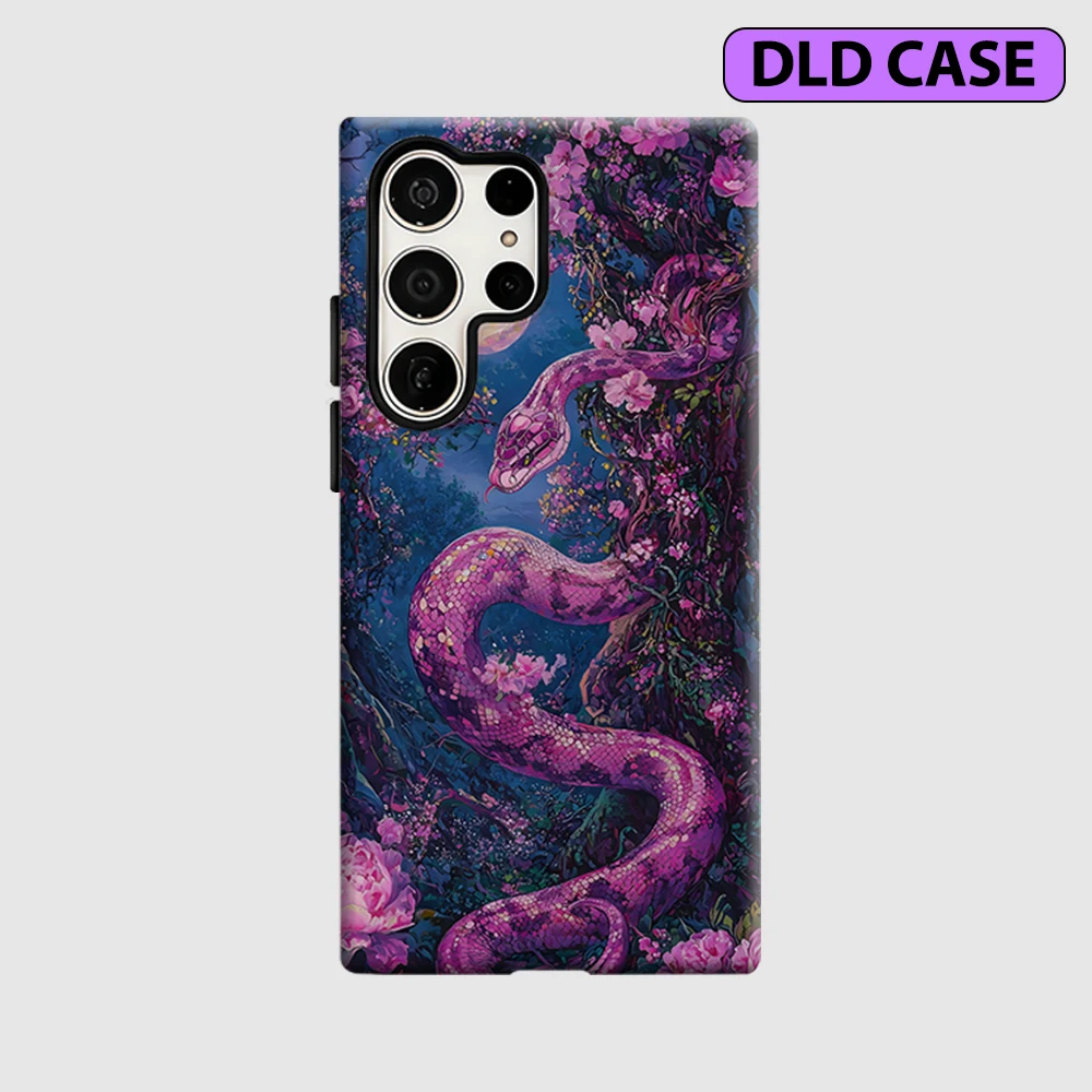 Moon Serpent Phone Case for Samsung Galaxy S26 S25 Ultra S24 S23 Ultra Plus Shockproof Double Layer Tough Back Cover
