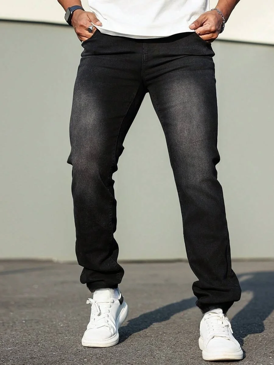 Black Slim Jeans for Man Drip Original Unisex Y2k Basic Denim Wear No accessories or belts included