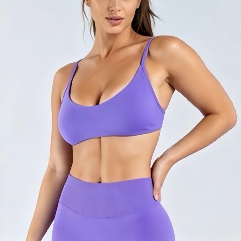 HISTELLO Impact Scoop Neck BH Damen Gym Top Nahtlos Rückenfrei Yoga Push-up Workout Unterwäsche Lauf- und Fitness-BH – Detail 14