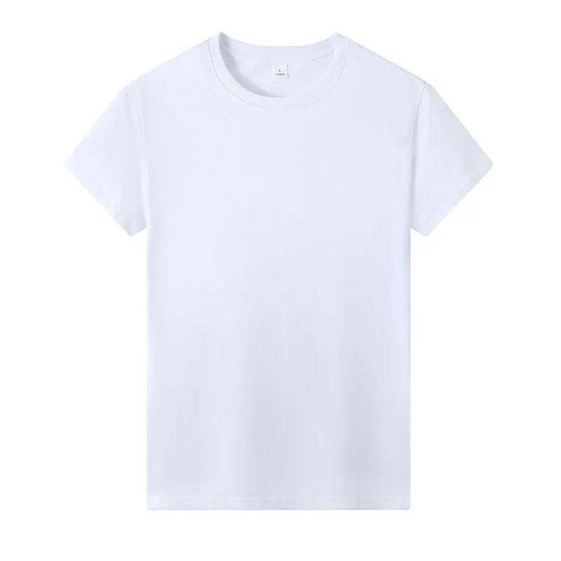 Summer New Cotton Unisex Regular Shoulder Round Neck Short Sleeve Casual-Shirt Solid Color Advertising Shirt Custom Printed Pr