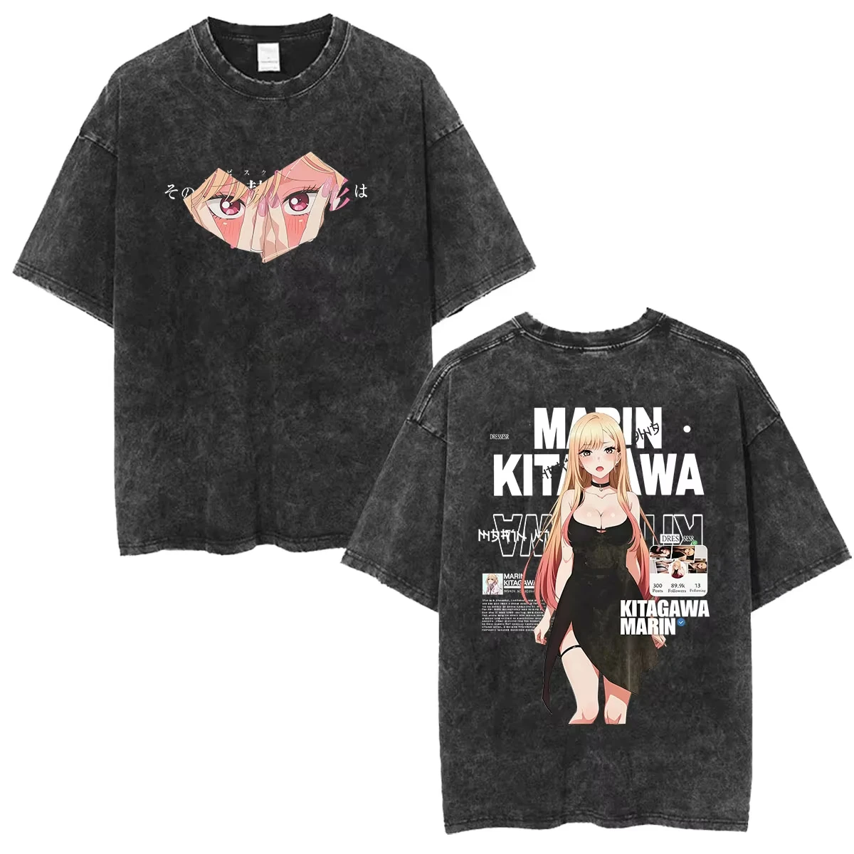 Romance Anime Marin Kitagawa My Dress-Up Darling Graphic Print T-shirt Men Women Retro Washed Cotton Harajuku Summer New Tee