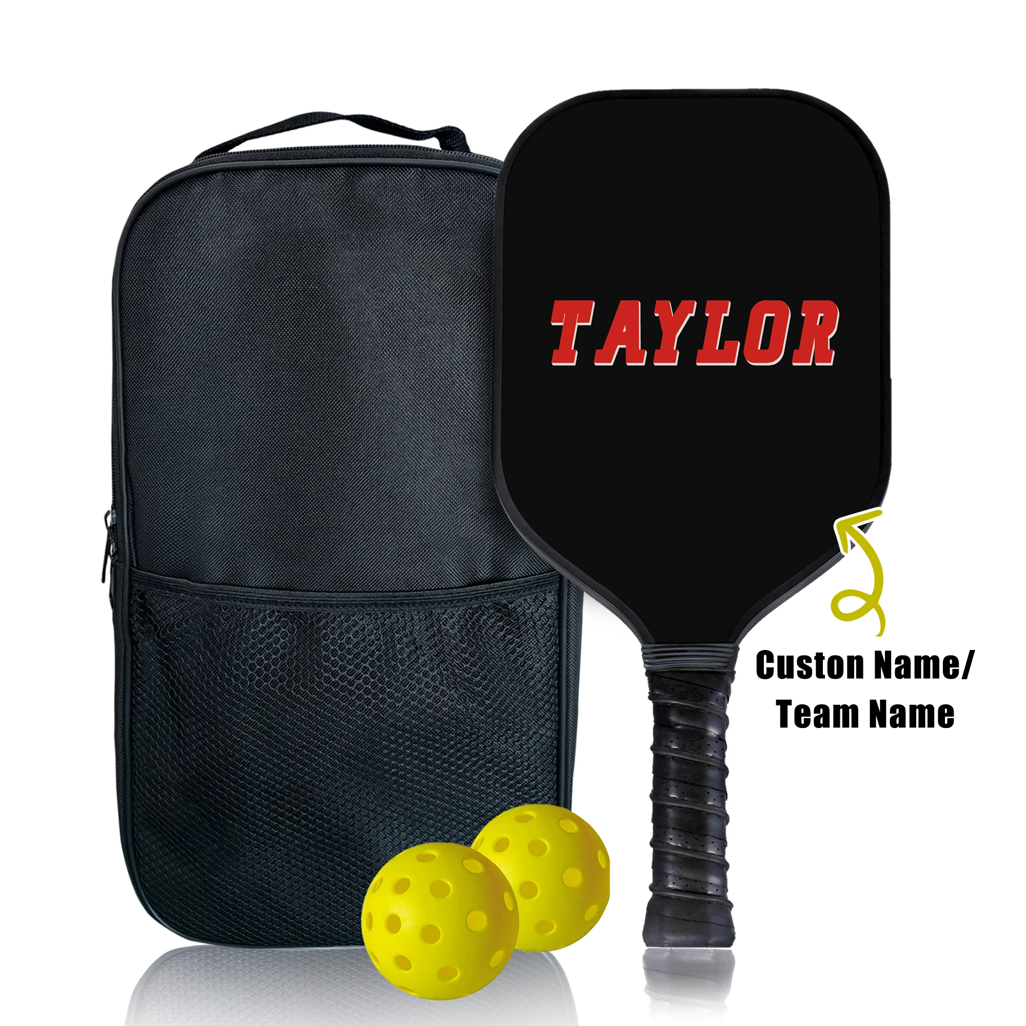 

Racket Custom Name Black And Red Letters Broken Honeycomb Passion 16mm Kimchi Ball Paddle Fiberglass Surface Sports Racket Gift