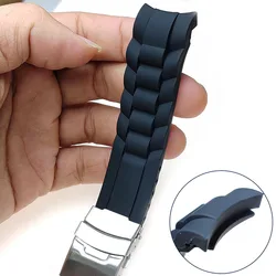 Curved Strap Folding Buckle Universal Watchband arc end Wrist Silicone Watch Bracelet 16/18/20/22/24/26mm