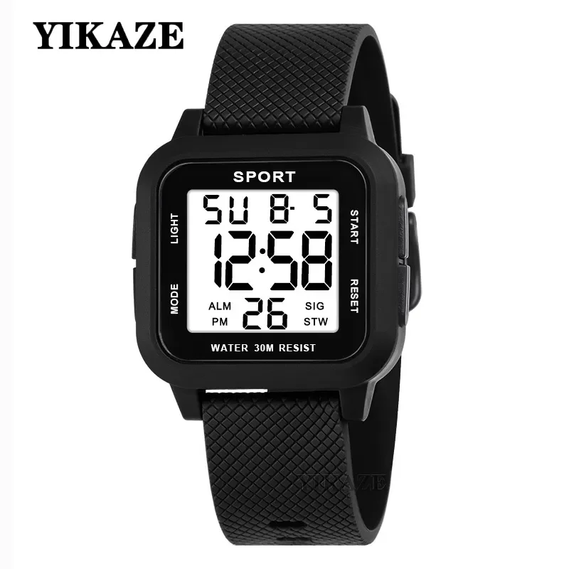 

YIKAZE Outdoor Sport Watch Men Alarm Chrono Clock 5Bar Waterproof Military Watches LED Display Shock Digital Watch reloj hombre