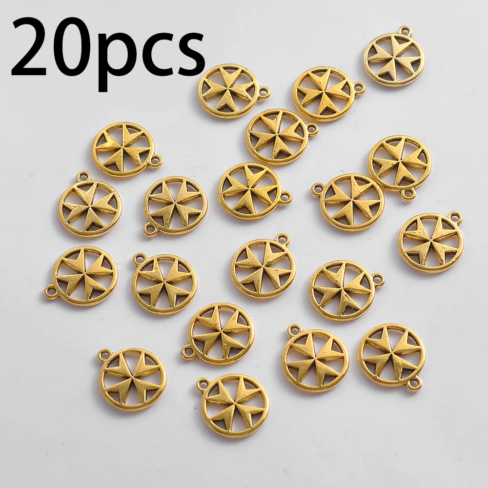 20-Piece Set of Hollow Hexagram Round Pendants, Available in Two Colors, Star-Shaped Mini Pendants, Suitable for DIY Bracelets, Necklaces, and Earrings, Simple Geometric Handmade Beaded Jewelry Accessories - view 2