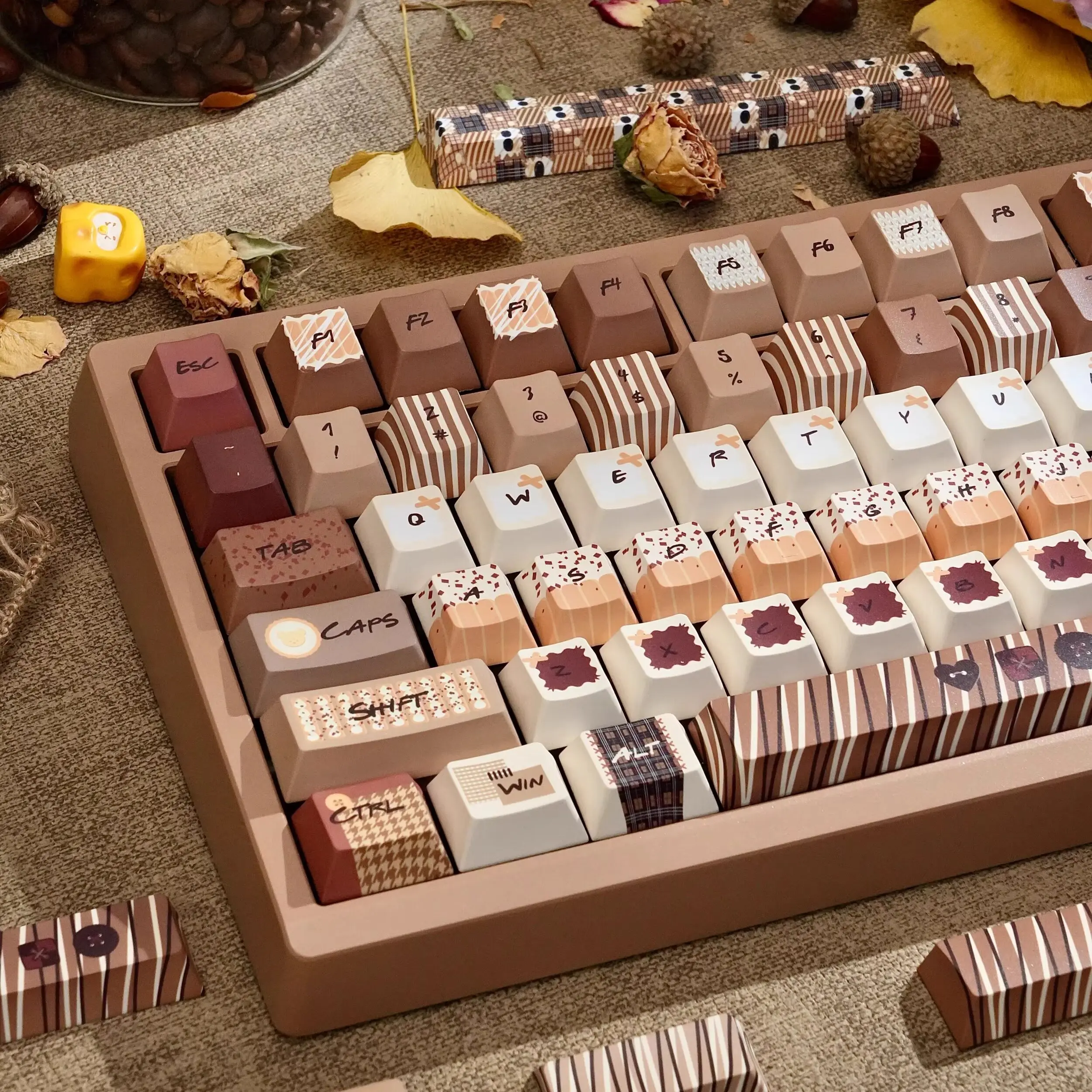 

MAIMOOO Tiramisu колпачки для клавиш Cherry FOA Profile PBT пятисторонняя термосублимация пользовательские коричневые колпачки для механической клавиатуры