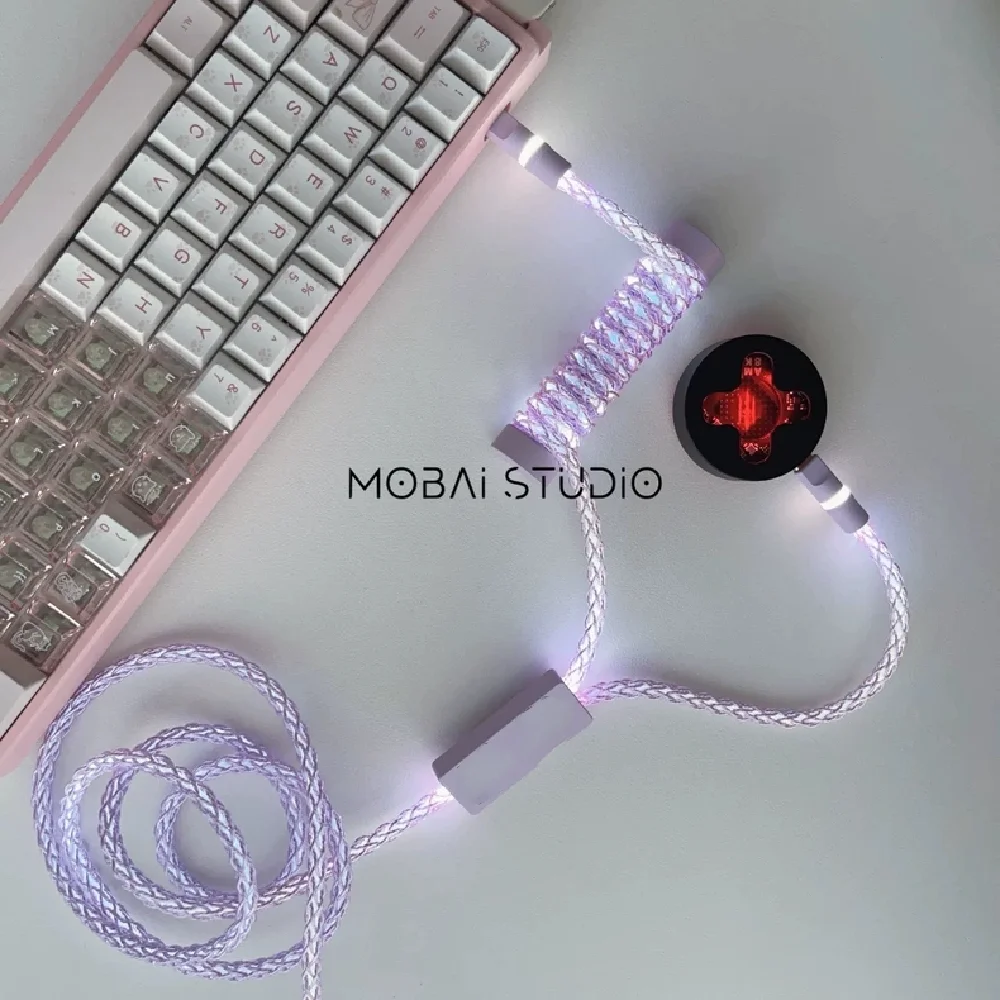 Real 8k Rgb Magnetic Axis Mechanical Keyboard Cable 1.5m 2-in-1 Purple Aviator Cable High-end Custom Diy Name Plate/length/color