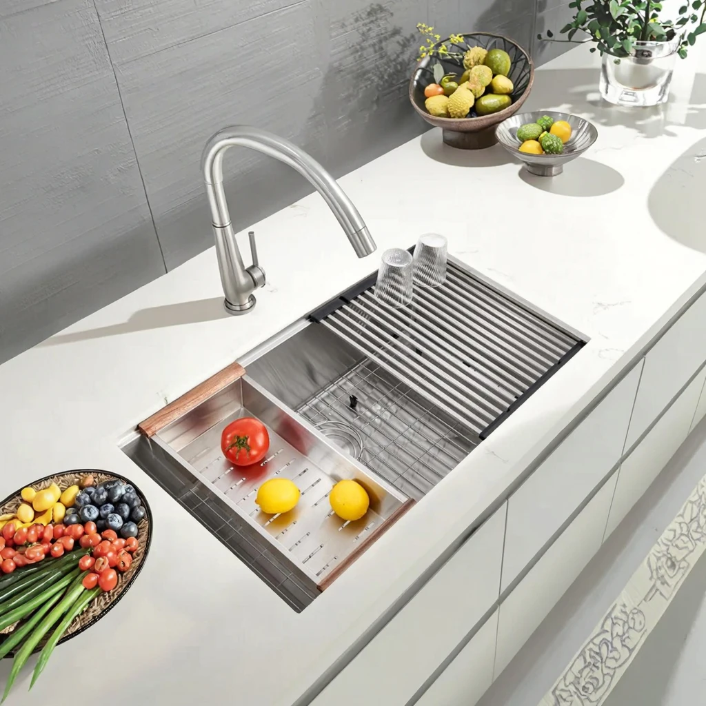 RV وعاء واحد Undermount بالوعة المطبخ 16 مقياس 304 الفولاذ المقاوم للصدأ اليدوية RV إعداد المطبخ بار بالوعة