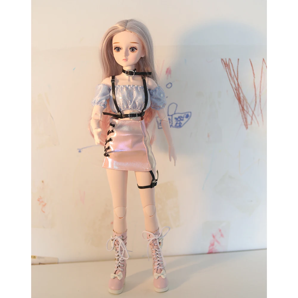 1/3 60cm BJD Doll clothes pink dress blue without shoes