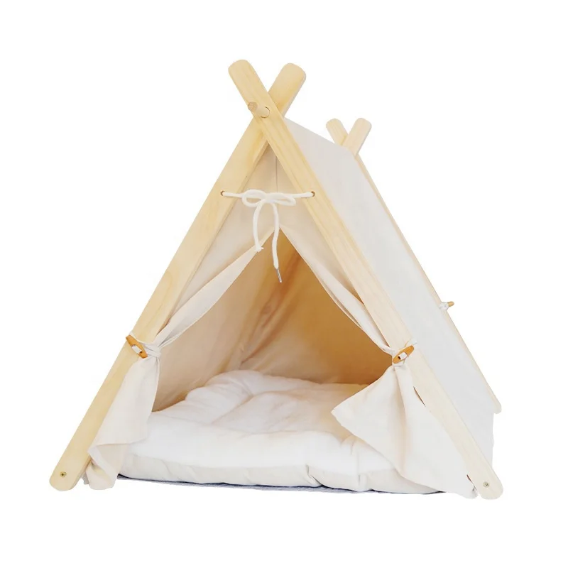 

Portable Washable Pet Teepee Pet Tent Cat Teepee Bed with Thick Cushion