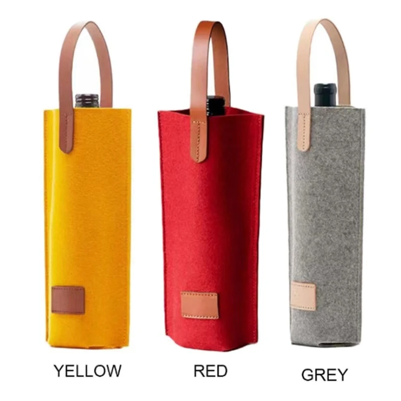 Wholesale Padded Wine Cooler Gift Wine Bag Felt Single Bottle Insulated Tote Bottle Wine Carrier Bag For Wine Lovers Or Wedding