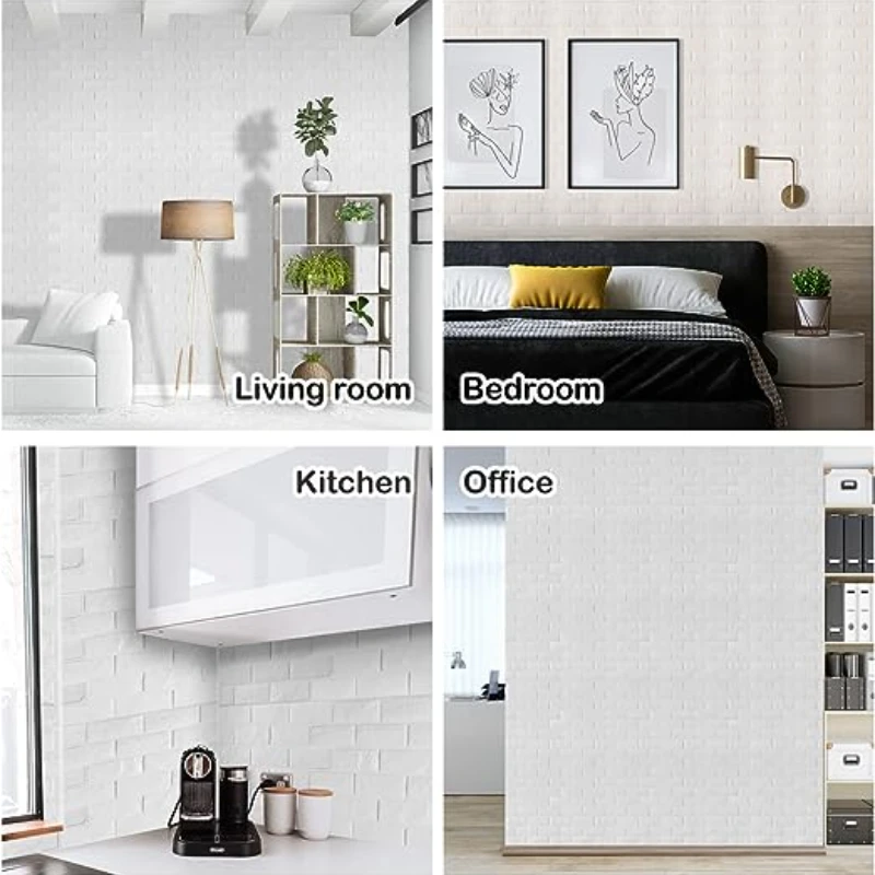 3MM 10/20PCS Self-adhesive 3D Brick Wallpaper PE Foam Wall Panels Stickers Waterproof Wallpaper Home Decoration