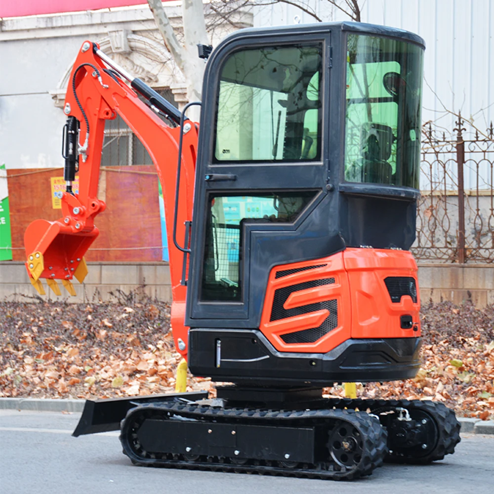 Custom-made mini crawler excavator, diesel engine, compact hydraulic loader, with various attachments.