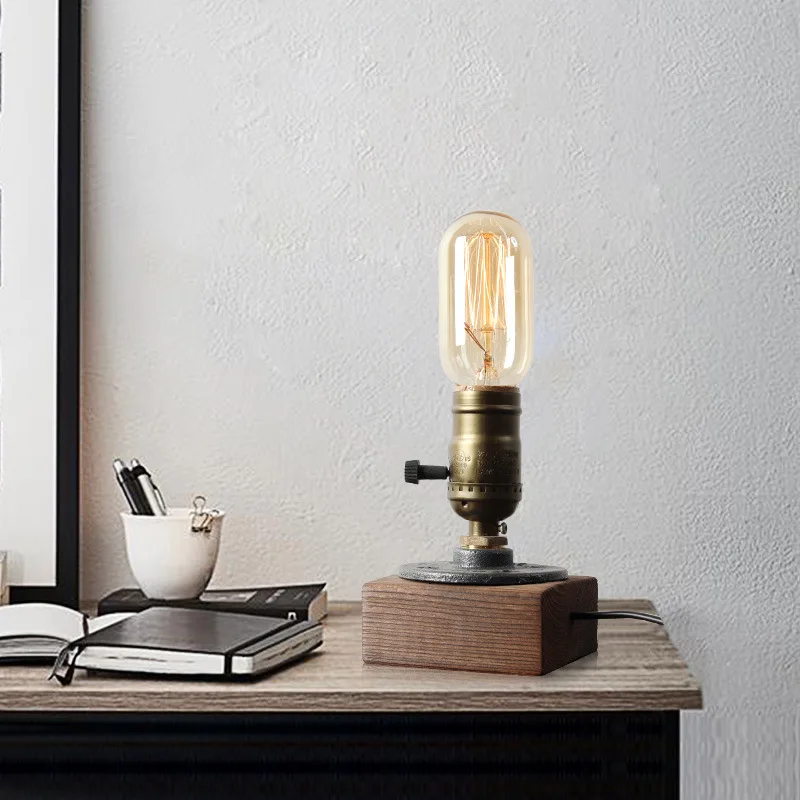 

American Style Retro Gift Bar Coffee Shop Industrial Style Desk Lamp Study Bedside Simple Water Pipe Table Lamp E27 Flesh Light