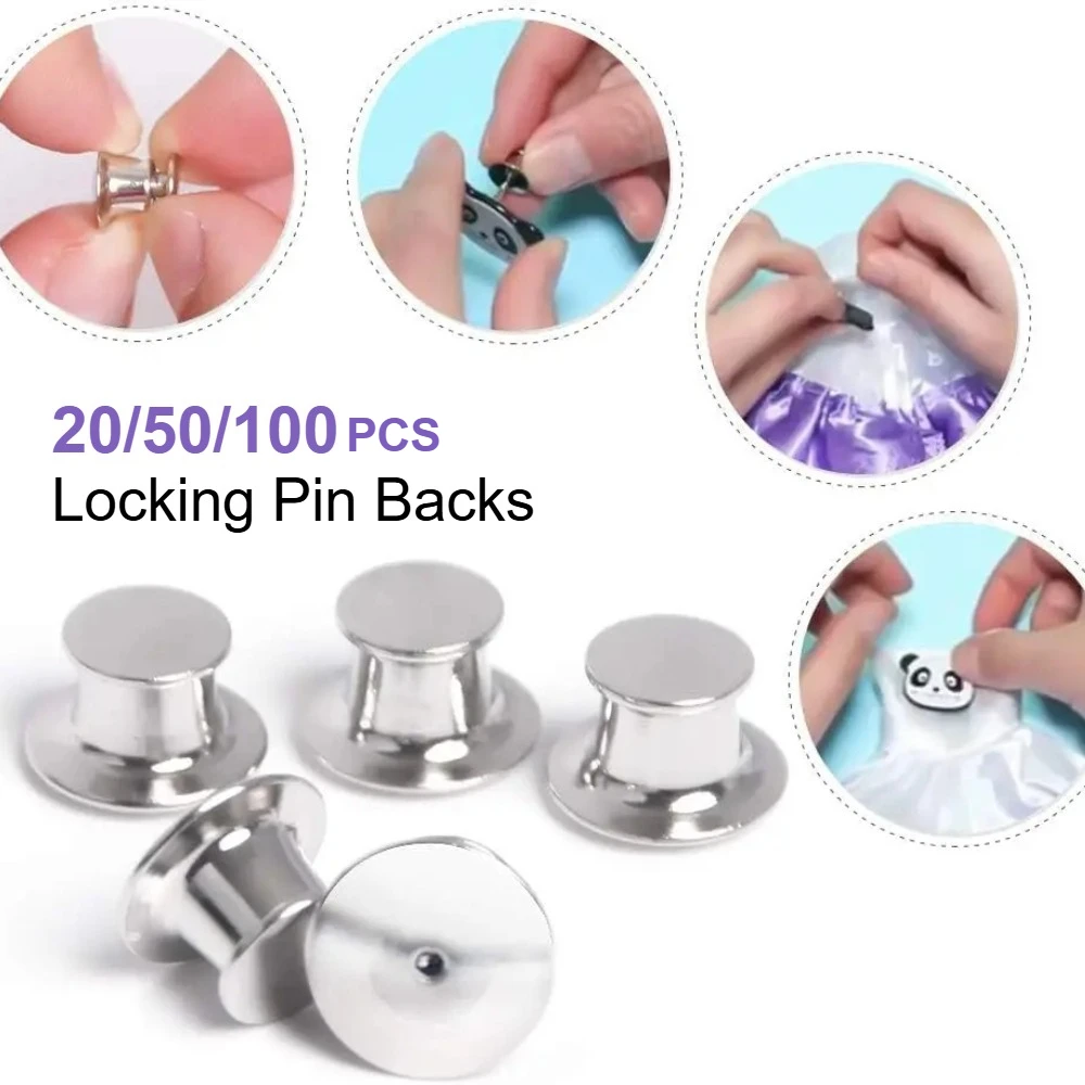 20/50/100PCS Metal Pin Backs Locking Pin Keepers Locking Clasp for Brooch Lapel Pin Lock Accessories DIY Design
