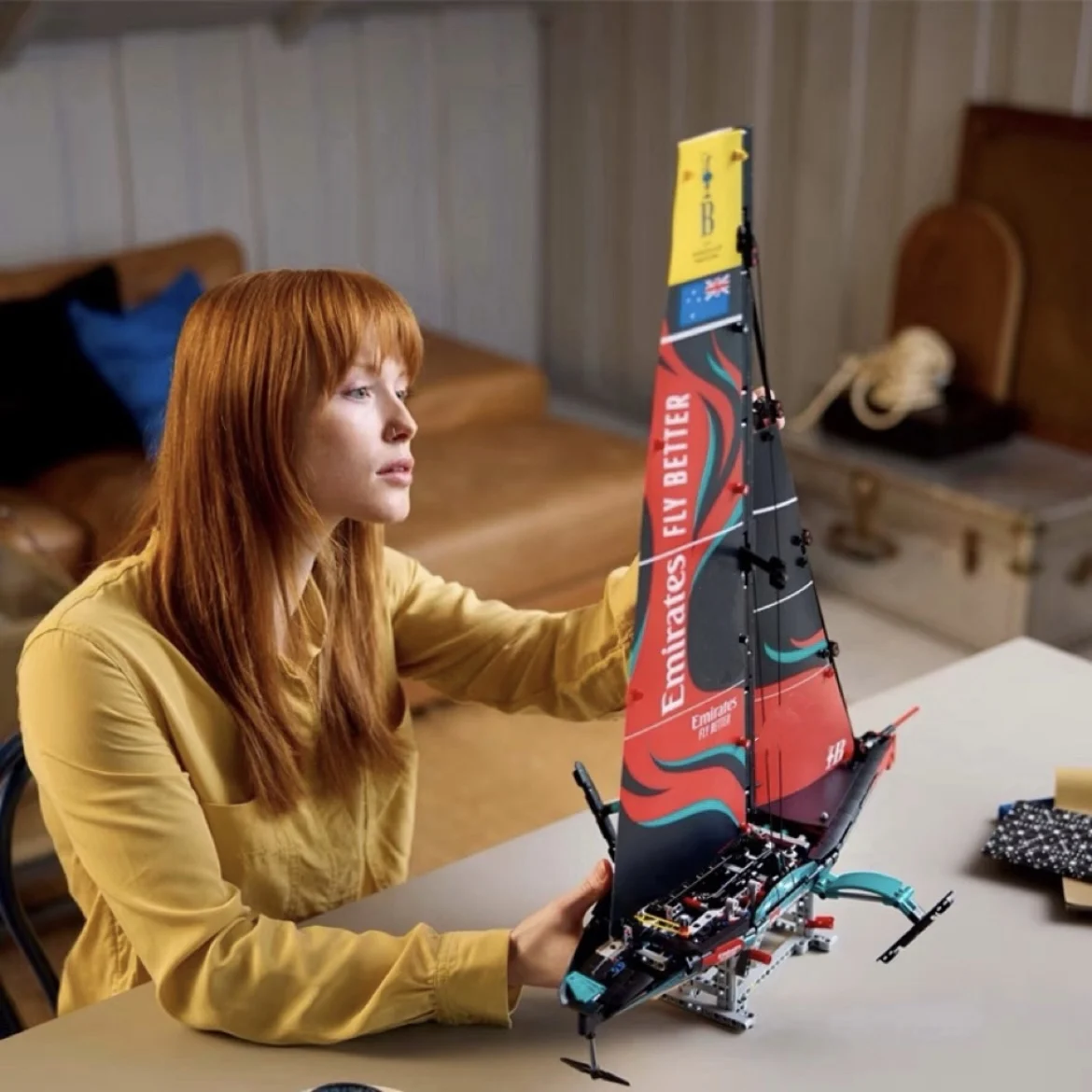 962 Uds equipo técnico de Emirates Nueva Zelanda AC75 yate bloques de construcción MOC montar ladrillos barco juguetes regalo para niños niño 42174
