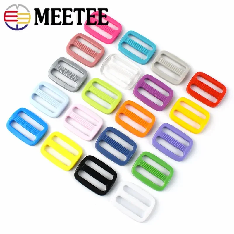 50/100Pcs 15-25mm Color Plastic Tri-Glide Buckles Pet Dog Collar Adjustable Slider Hooks Backpack Luggage DIY Craft Accessories