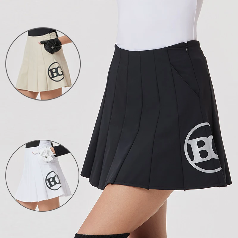 

Blktee Golf Clothing Women's Summer High Waist Golf Skirt Ladies Sports Leisure Ball Skirt Letter Print Pleated Tennis Skorts