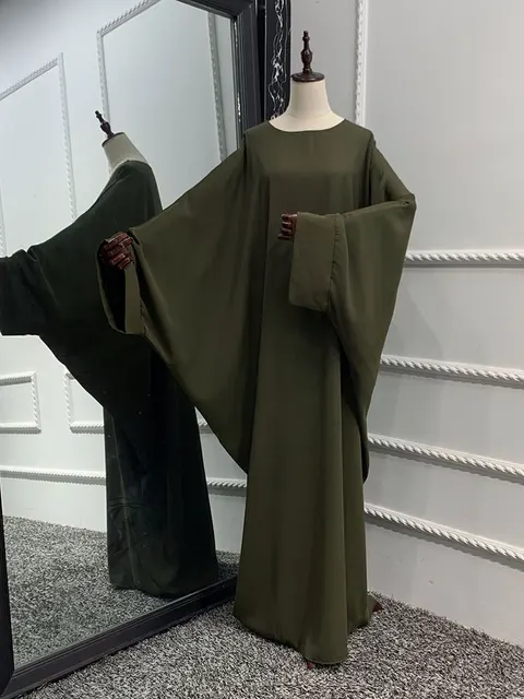 MedeShe Women's Modest Hooded Kaftan Abaya – Loose Fit Batwing Sleeve Dress For Ramadan & Prayer