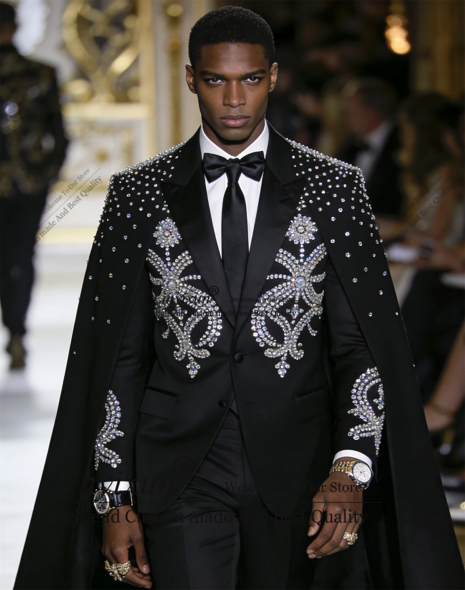 

Мужские костюмы с шалью и стразами, индивидуальные комплекты из 2-х предметов, смокинги для жениха с остроконечными лацканами, Ropa Hombre, свадебный мужской вечерний пиджак