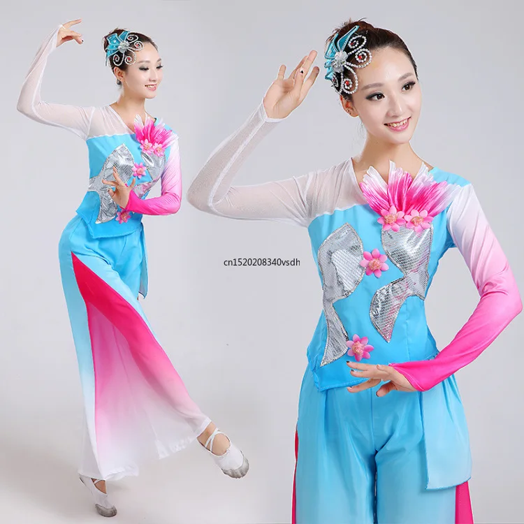 Chinese folk dance costumes Yangge clothing classical dance performance square dance drum fan modern stage performance clothing