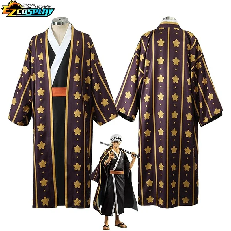 Trafalgar Law One Piece Cosplay Costume Anime Wano Field Law Kimono Uniform Full Set Halloween Carnival Party Costume