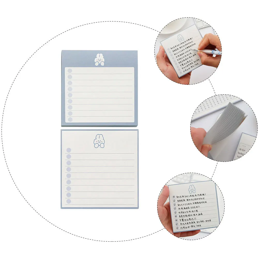 

2Pcs Memo Pads Cartoon Notepad Thick Paper DIY Craft Office Message Notes Planning Schedule Handbook Notepads Students Notepad