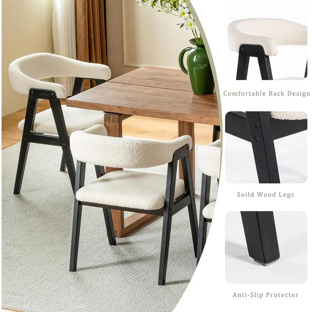 Sedie da pranzo imbottite con braccioli, set di 4, adatte per cucina o soggiorno (nero)