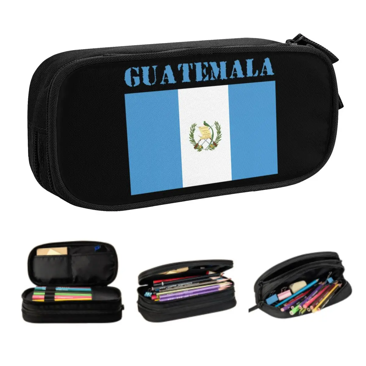 

Custom Cute Guatemala Flag Pencil Cases for Girl Boy Large Storage Pencil Pouch Stationery
