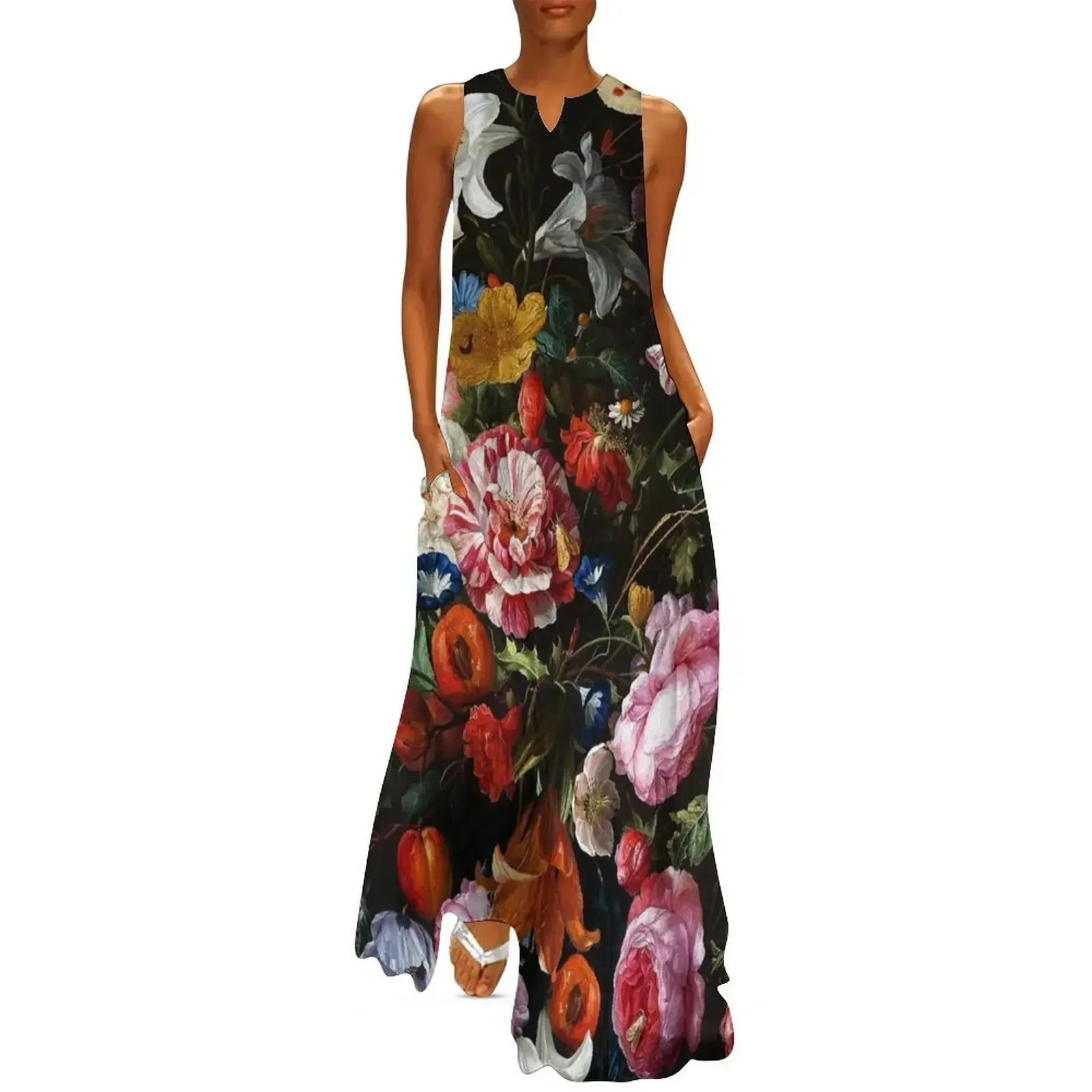 

Dutch Midnight Botanical Night Garden Nightgarden Long Dress Women's clothing Dress