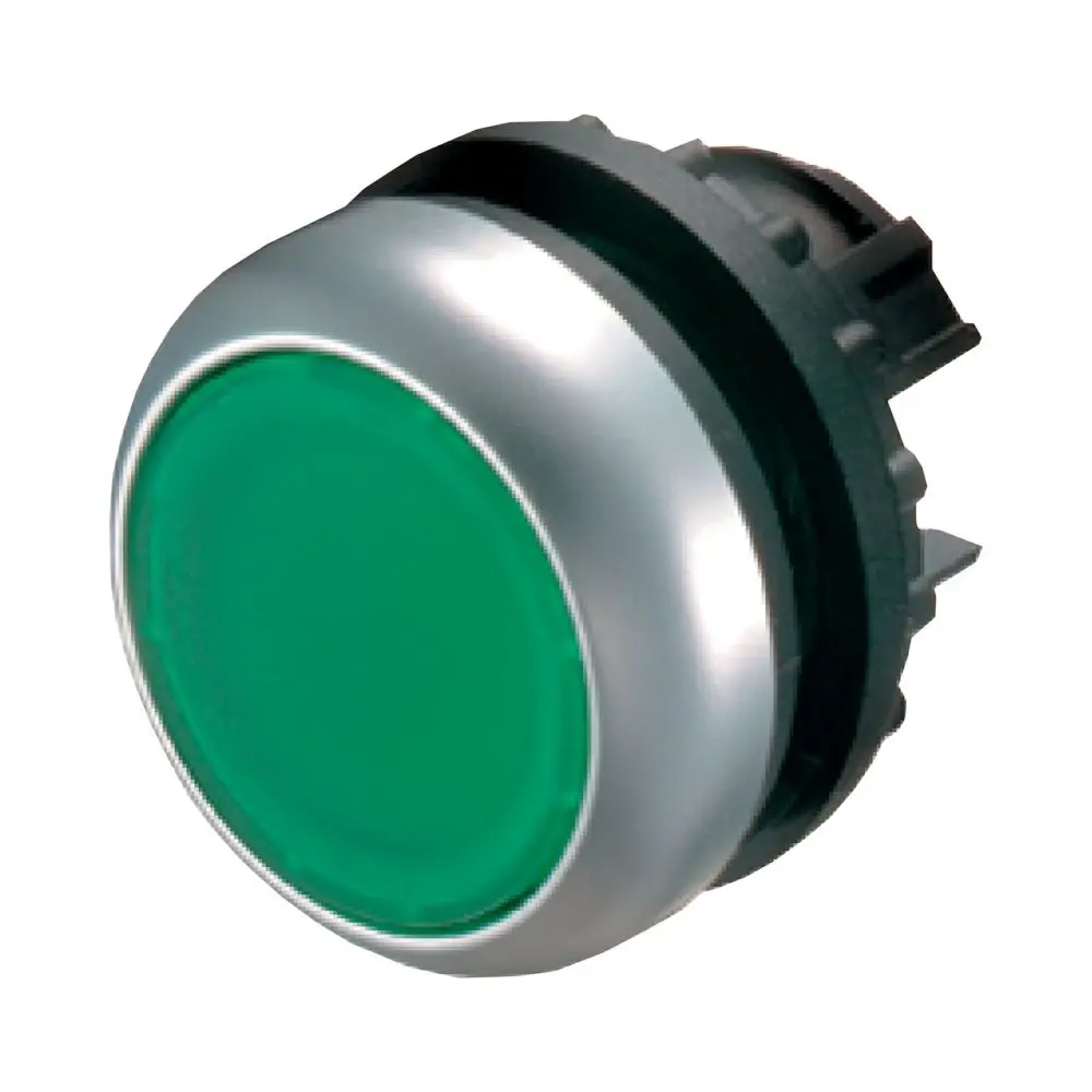 

216596 M22-D-G - Pushbutton, RMQ-Titan, Flat, momentary, green, Blank, Bezel: titanium