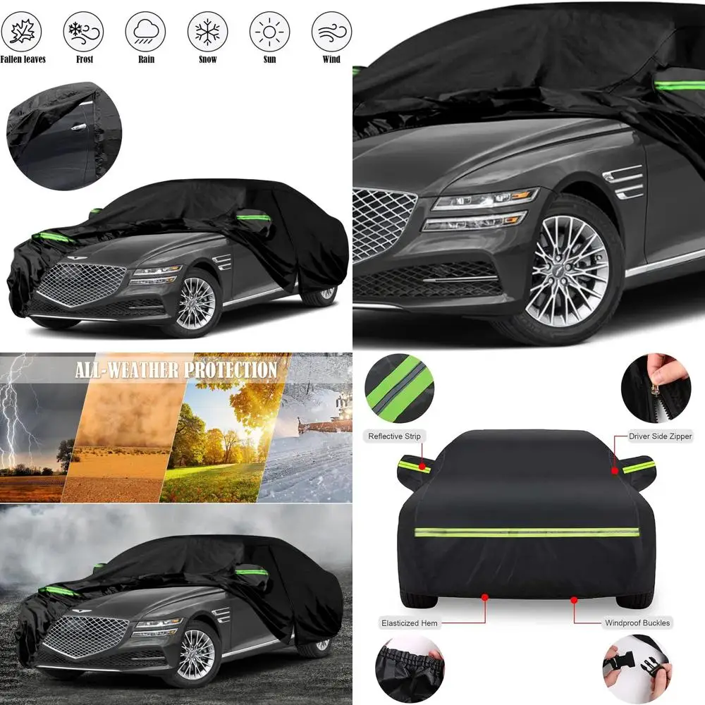 

All-Weather 6-Layer Car Cover for Hyundai Genesis G80 (2016-2025) with Zippered Doors and Windproof Bands for Protection Against