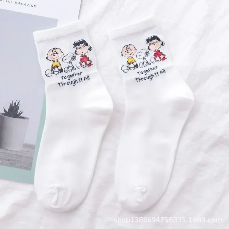 New Snoopy Charlie Brown Knee-highs Socks Kawaii Cute Girls Man Women Comics Stocking Ladies Socks Birthday Gift Many Styles