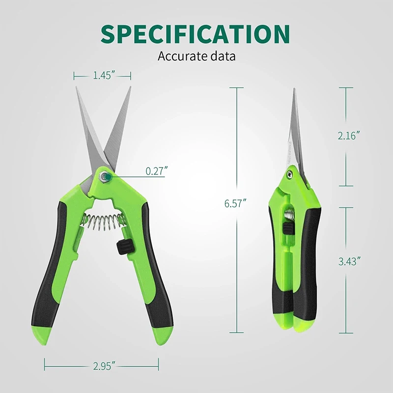 Professional Garden Scissors Durable Stainless Steel Straight Blades Labor-saving Pruning Shears for Flower Branch Fruit Pruning