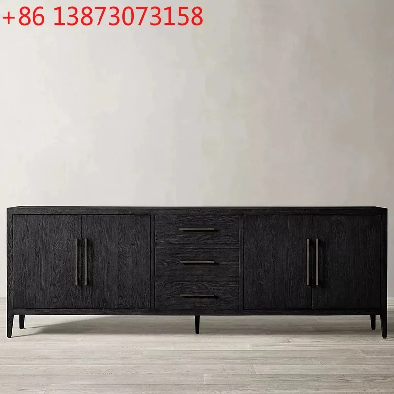 American country oak four doors with drawers storage entrance living room dining room side cabinet tea cabinet cupboard complete