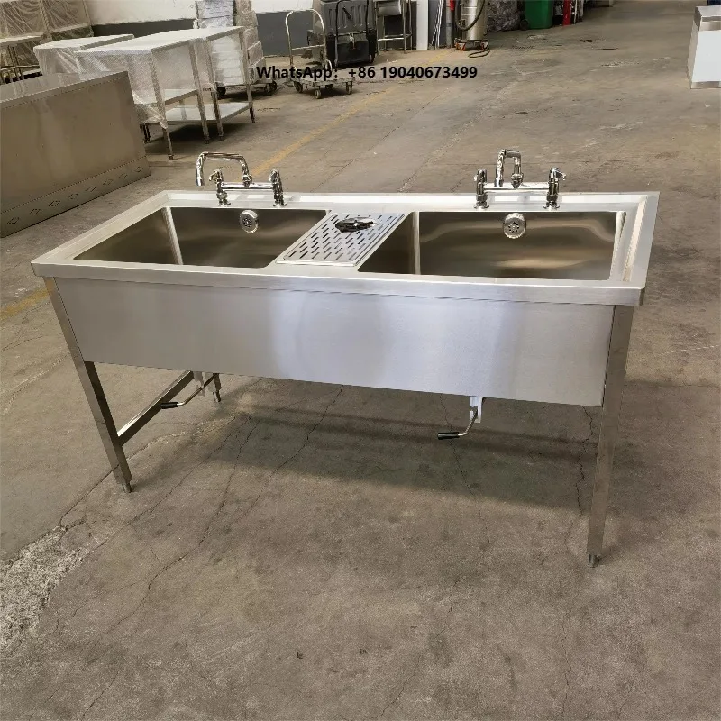2-Compartment Utility Sink with Faucet Commercial Stainless Steel  Free Stand Cabinet for Restaurant Garage Shop Cafe Outdoor PX