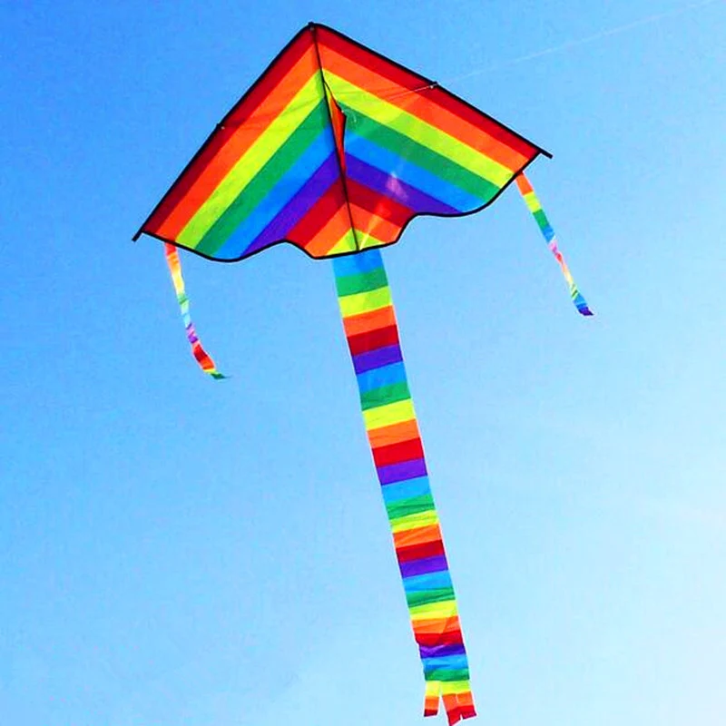 free shipping large rainbow kite kids kite flying string line outdoor fun toy beach kite windsock cometa fish kite flying bird