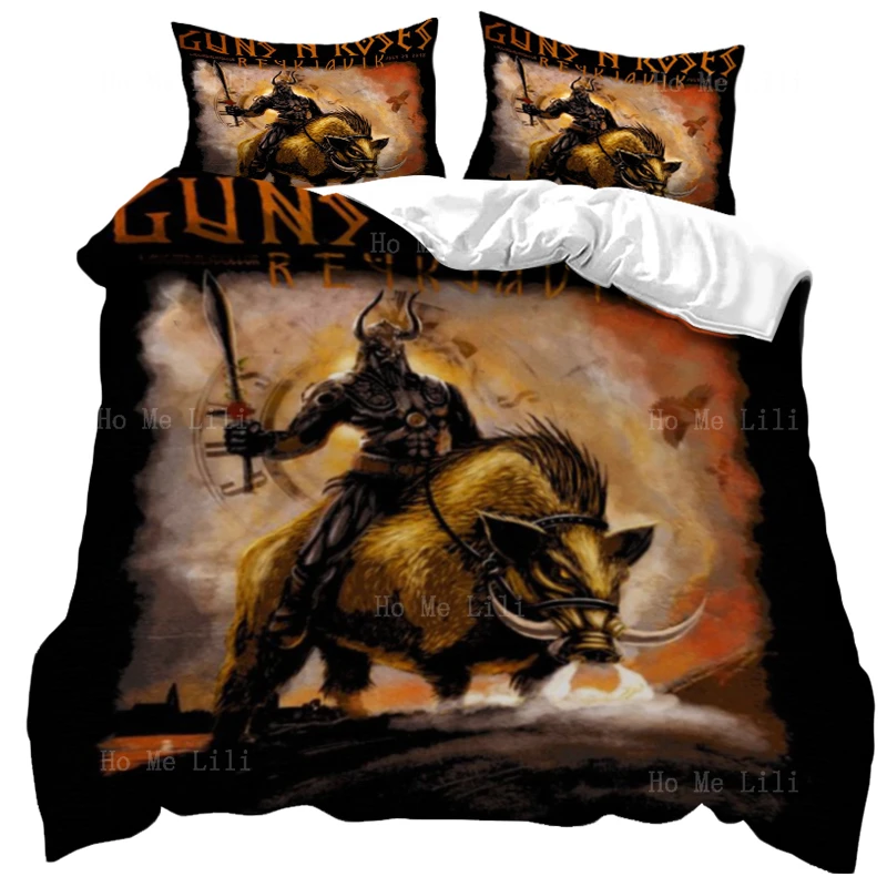 Second Generation Singer Dave Ingram Rock Band Guns N Roses Ride The Boar Knight Duvet Three Piece Bedding Set