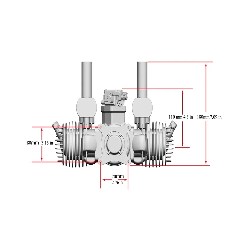 RCGF STINGER 125CC TWIN 2 Cycle Piston Valve Type Gasoline Engine Support 2710 2708 2711 2808 For RC UAV Airplane Fixed-Wing